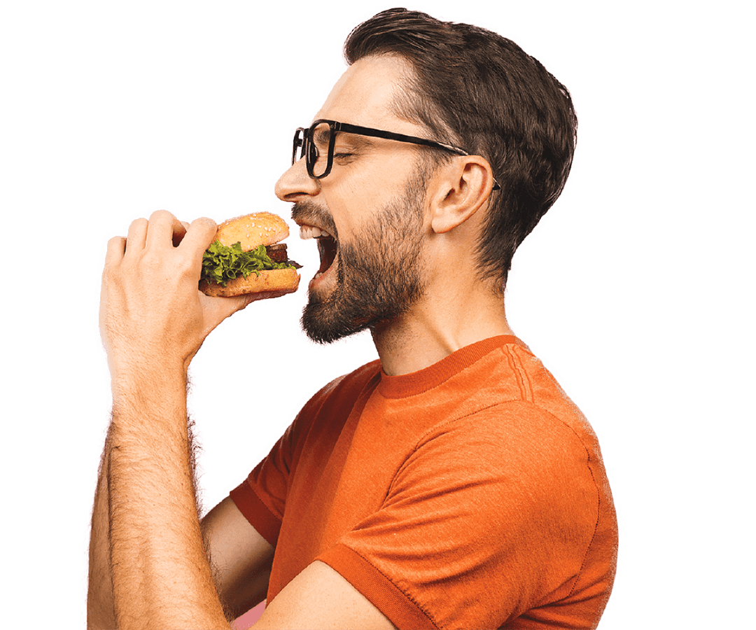 Customer enjoying food from Kitchen United Mix